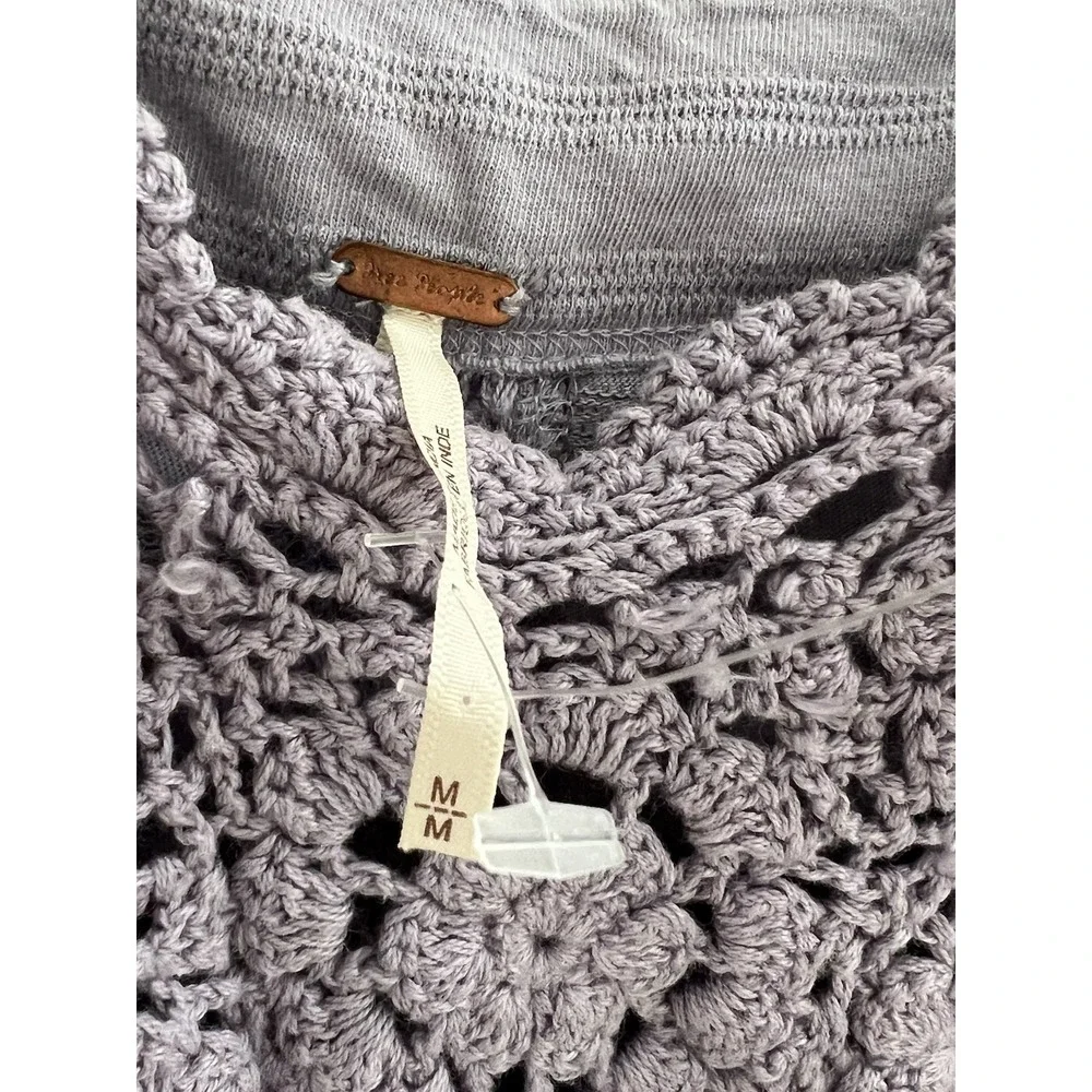 NWT Free People Sweet Something Crochet Knit Frosted Lilac Crochet Tank M